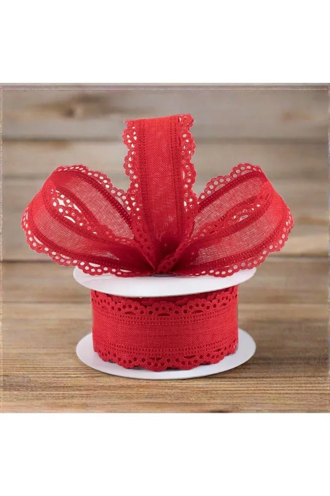 1.5" Scalloped Edge Ribbon: Red (10 Yard)