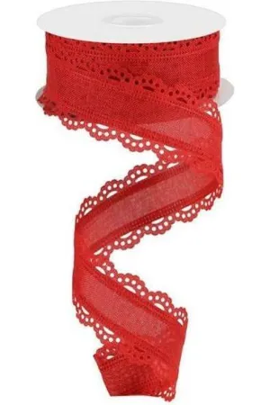 1.5" Scalloped Edge Ribbon: Red (10 Yard)