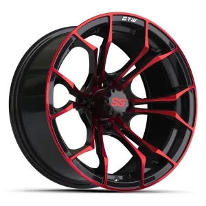 15" Spyder Black / Red Golf Cart Wheel - 15"x7" ET-25 Offset⎮GTW®