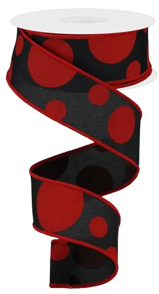 1.5"x10yd Giant Three Size Dots, Black/Red  ***ARRIVING FALL 2024***