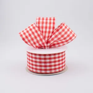 1.5"x10yd Gingham Check, Red/White  F10