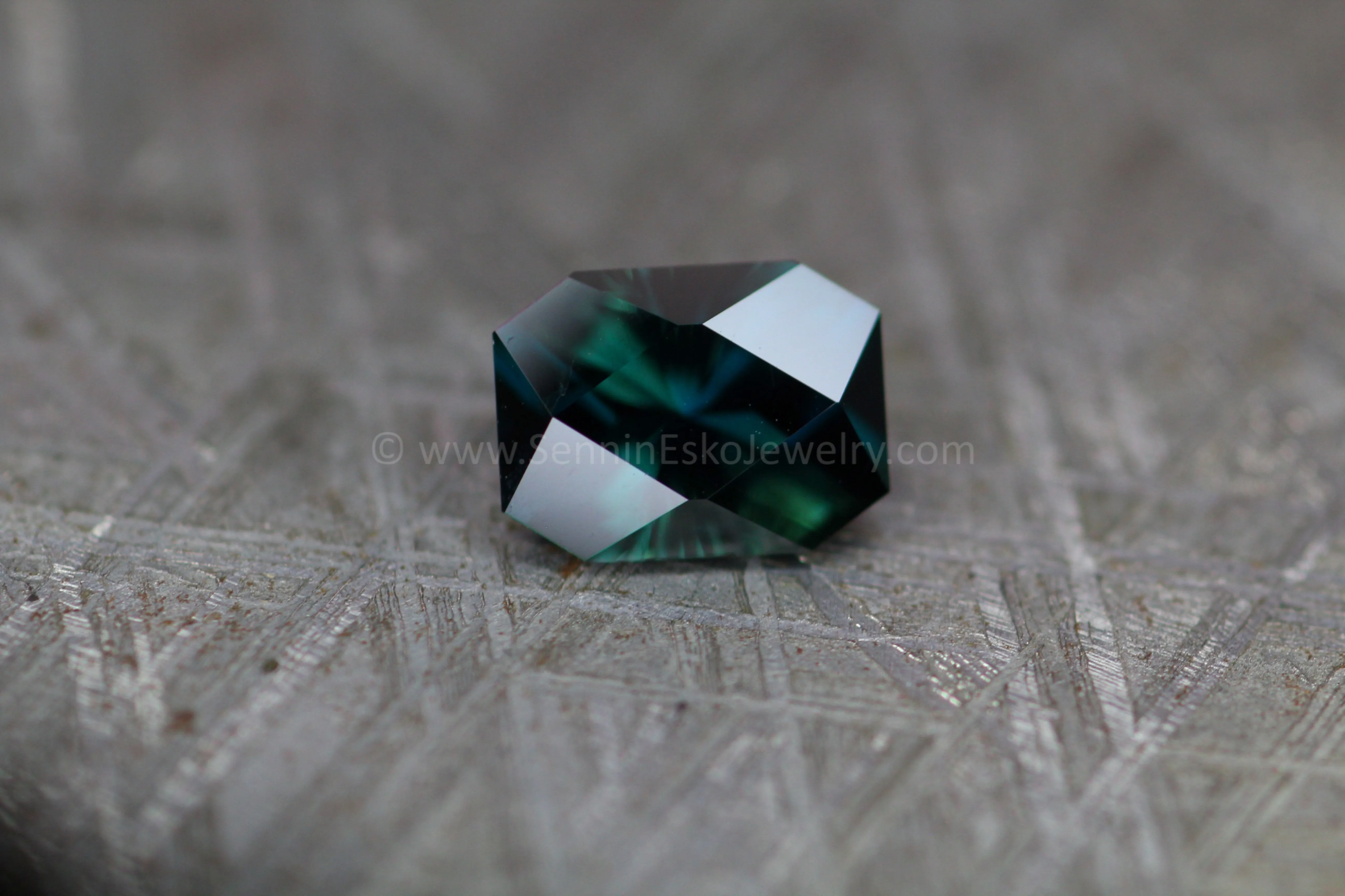 1.6 Carat Inky Navy Blue/Green Sapphire Octagon - 7.8x5.8mm, Fantasy Cut