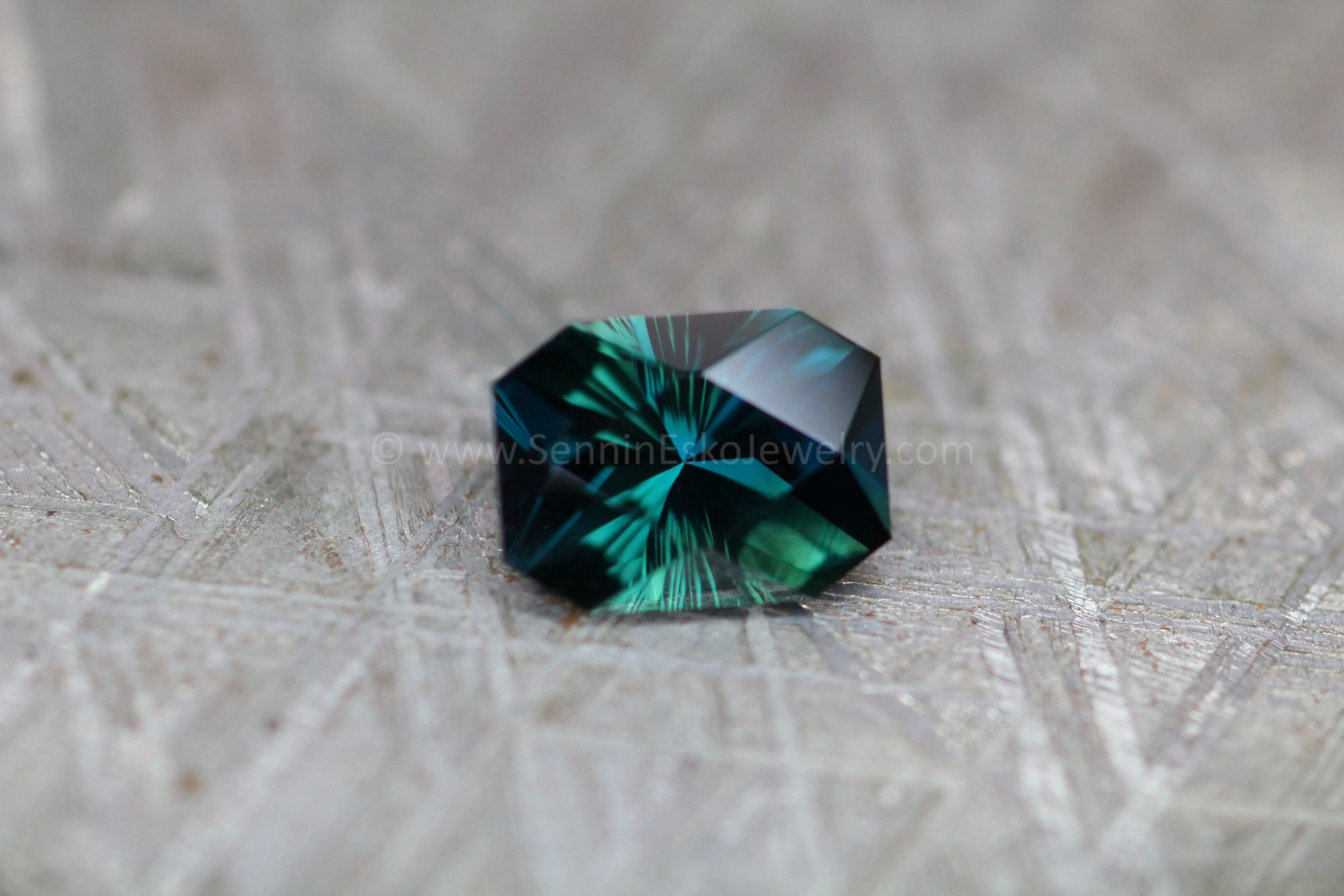 1.6 Carat Inky Navy Blue/Green Sapphire Octagon - 7.8x5.8mm, Fantasy Cut