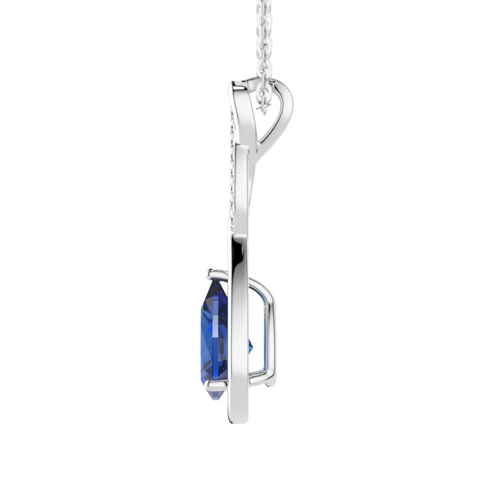 1.61 CT. Twisted Infinity Floating Blue Sapphire Drop Pendant