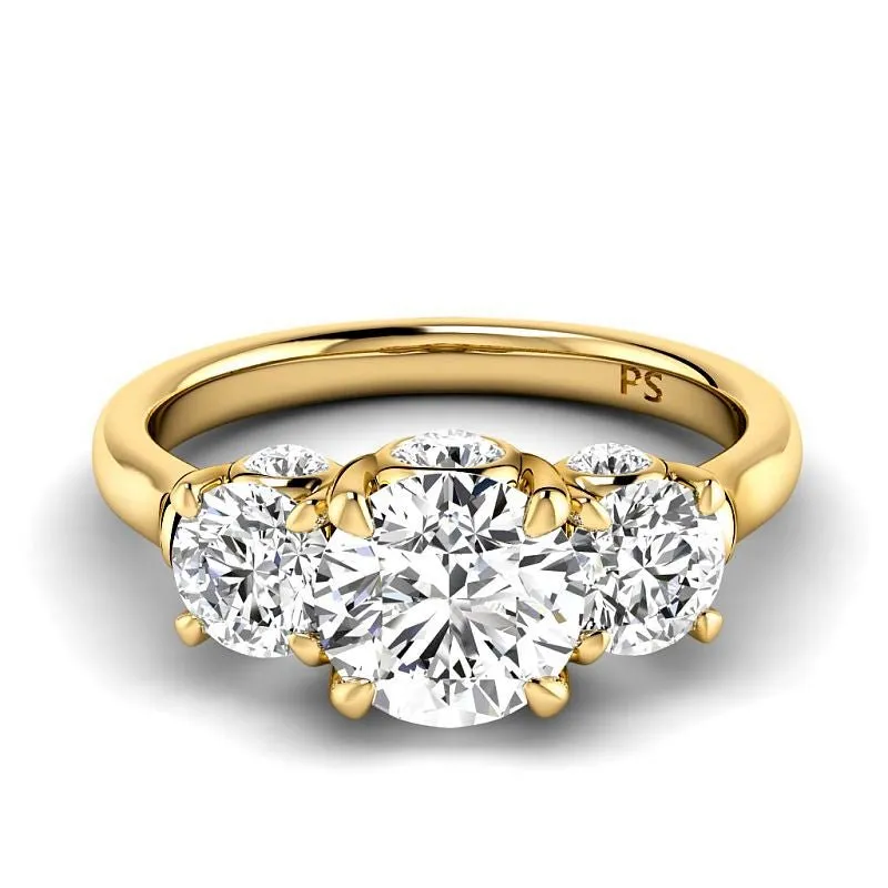 1.65-4.15 CT Round Cut Lab Grown Diamonds - Three Stone Ring