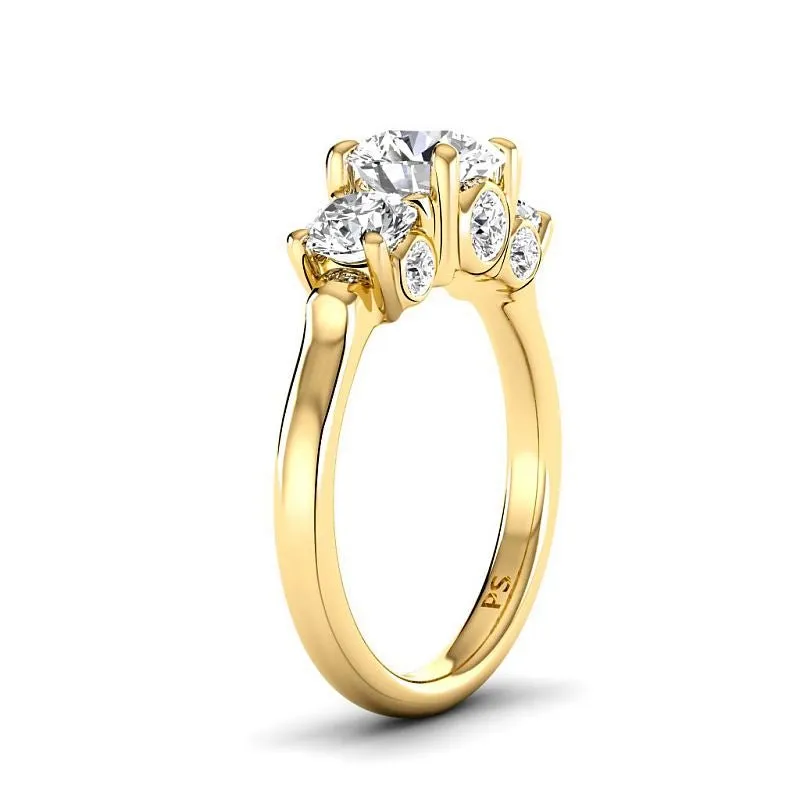 1.65-4.15 CT Round Cut Lab Grown Diamonds - Three Stone Ring