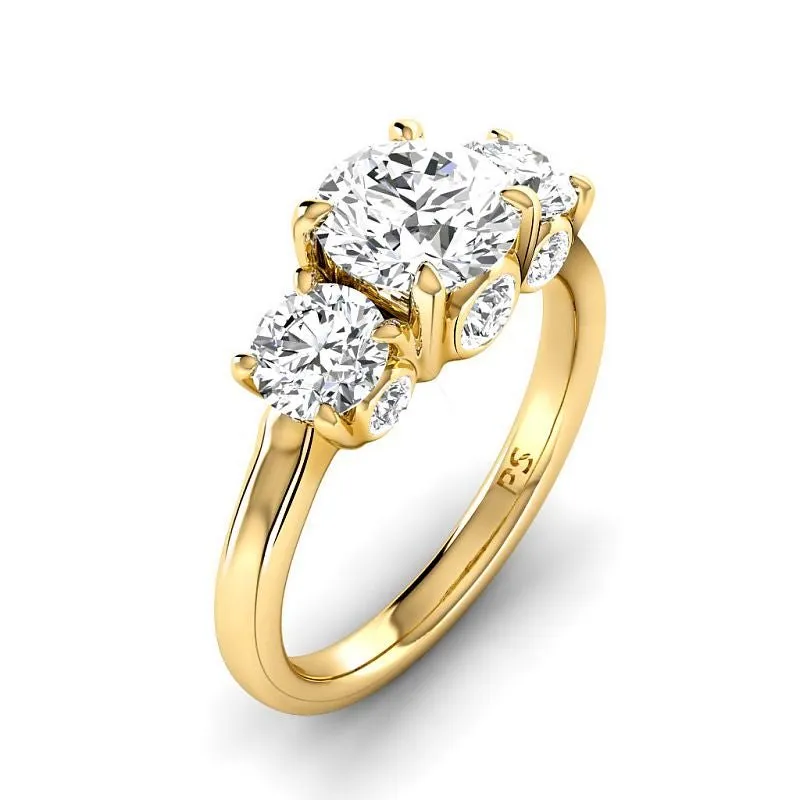 1.65-4.15 CT Round Cut Lab Grown Diamonds - Three Stone Ring