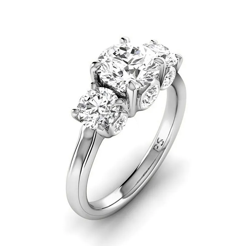 1.65-4.15 CT Round Cut Lab Grown Diamonds - Three Stone Ring