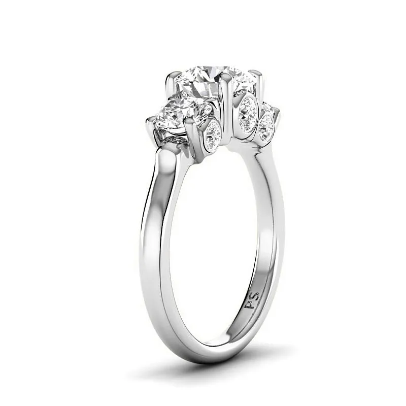 1.65-4.15 CT Round Cut Lab Grown Diamonds - Three Stone Ring