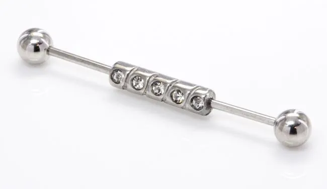 16g 1 3/8" In-Line Jewel Industrial Barbell