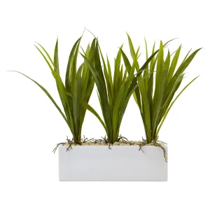 16" Artificial Grass in Rectangular Planter - Low Maintenance, Life-Like & Vibrant Silk Plants For Busy People.