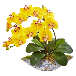 16" Artificial Phalaenopsis Orchid Artificial in Vase