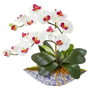 16" Artificial Phalaenopsis Orchid in Vase.