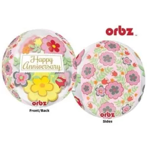 16" Flowery Anniversary Orbz Balloon