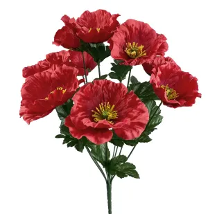 16" Red Poppy Bush