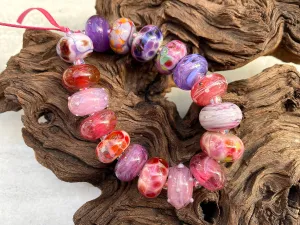 17 Pink & Purple Orphan Lampwork Beads Mix SRA