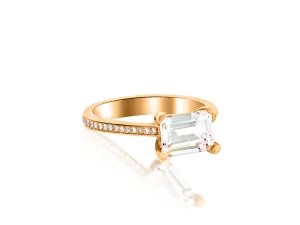 1.70ct Emerald Cut Moissanite Rose Gold Ring