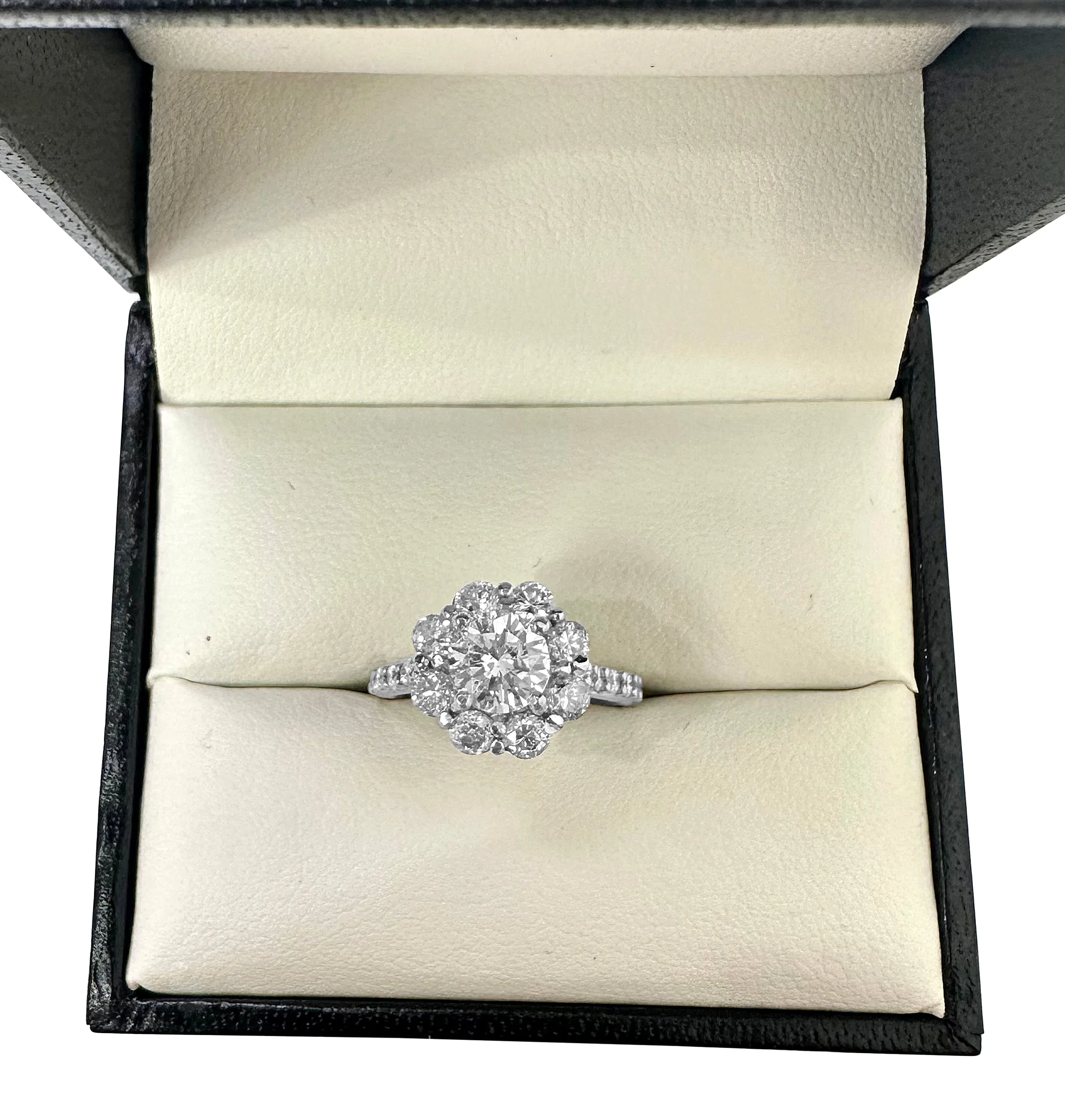 1.75ctw Round Brilliant Cut Natural Diamond Cluster Engagement Ring in Platinum