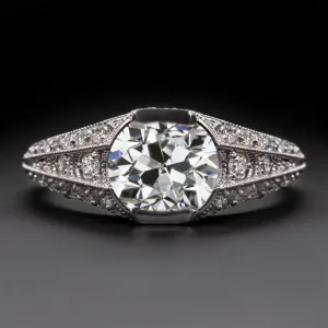 1.76ct OLD CUT DIAMOND ENGAGEMENT RING CERTIFIED I VS2 VINTAGE STYLE WHITE GOLD