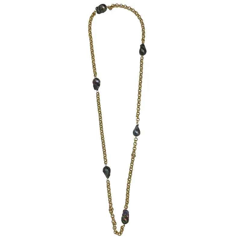 177-10-G | TURKISH GOLD & WILD PEARLS (BLACK/GOLD)