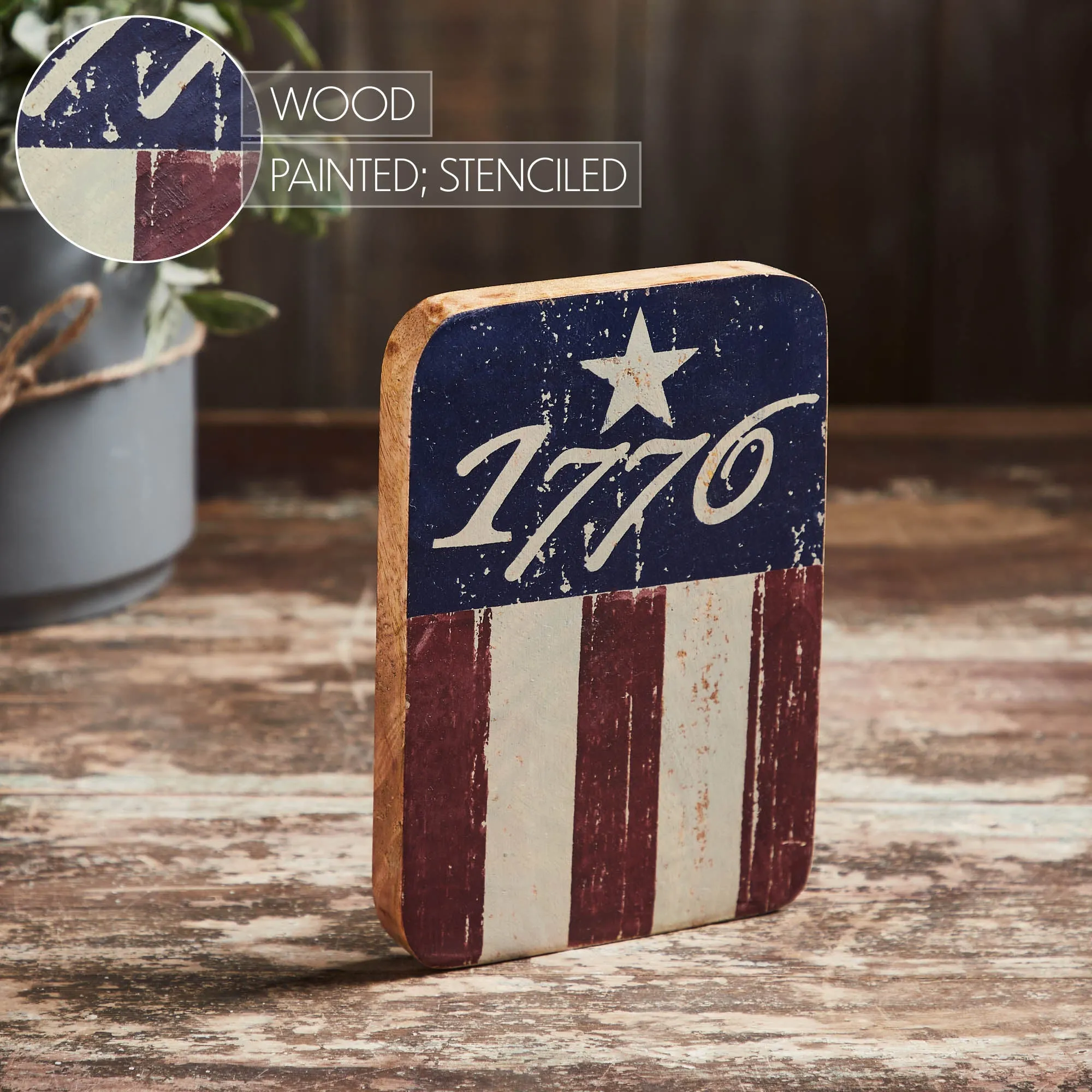 1776 Flag Stripes Wooden Sign 7x5