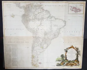 1794 Laurie, Whittle & Kitchin Very Large Original Antique Map of South America - Rare