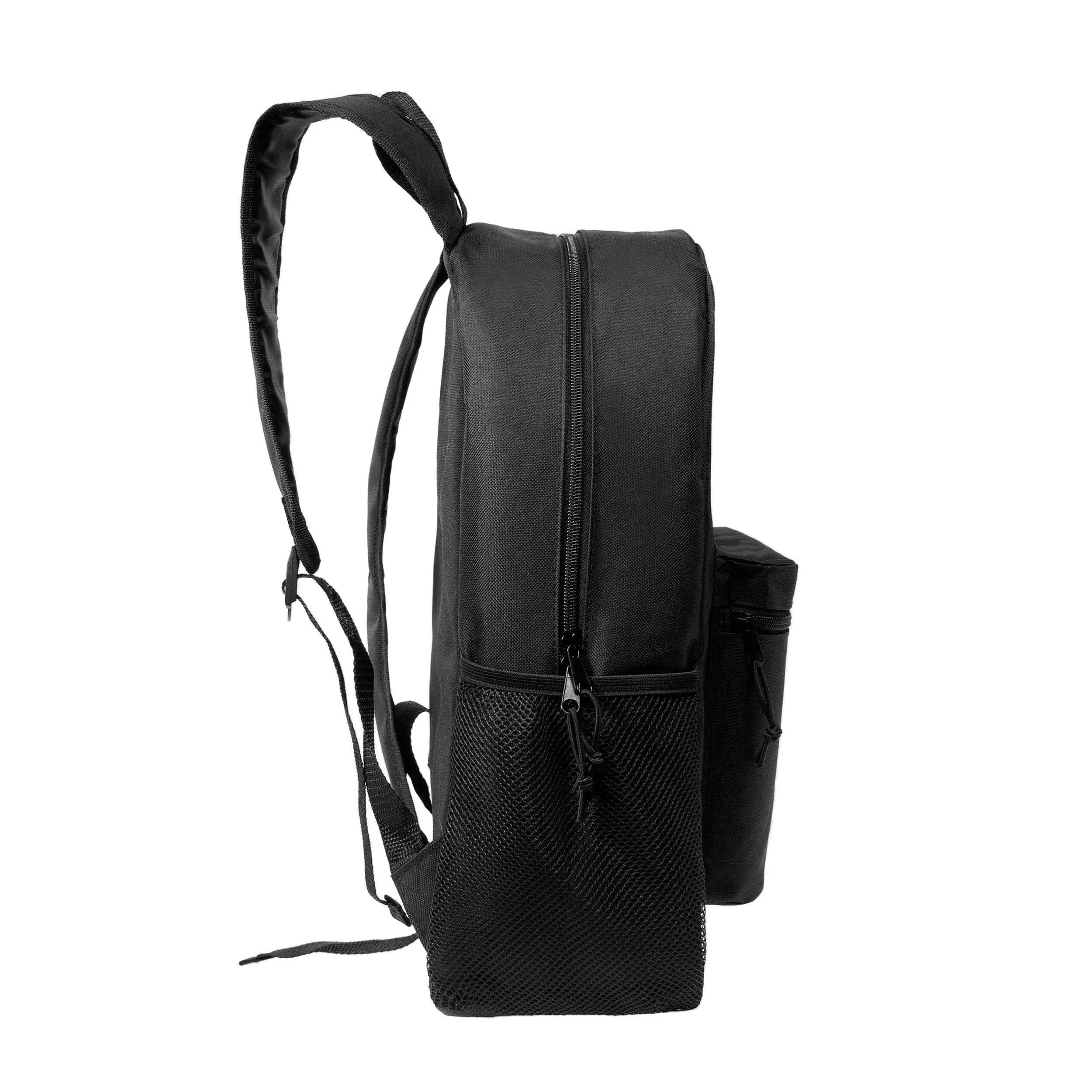 17" Deluxe Wholesale Backpack in Black Colors - Bulk Case of 24