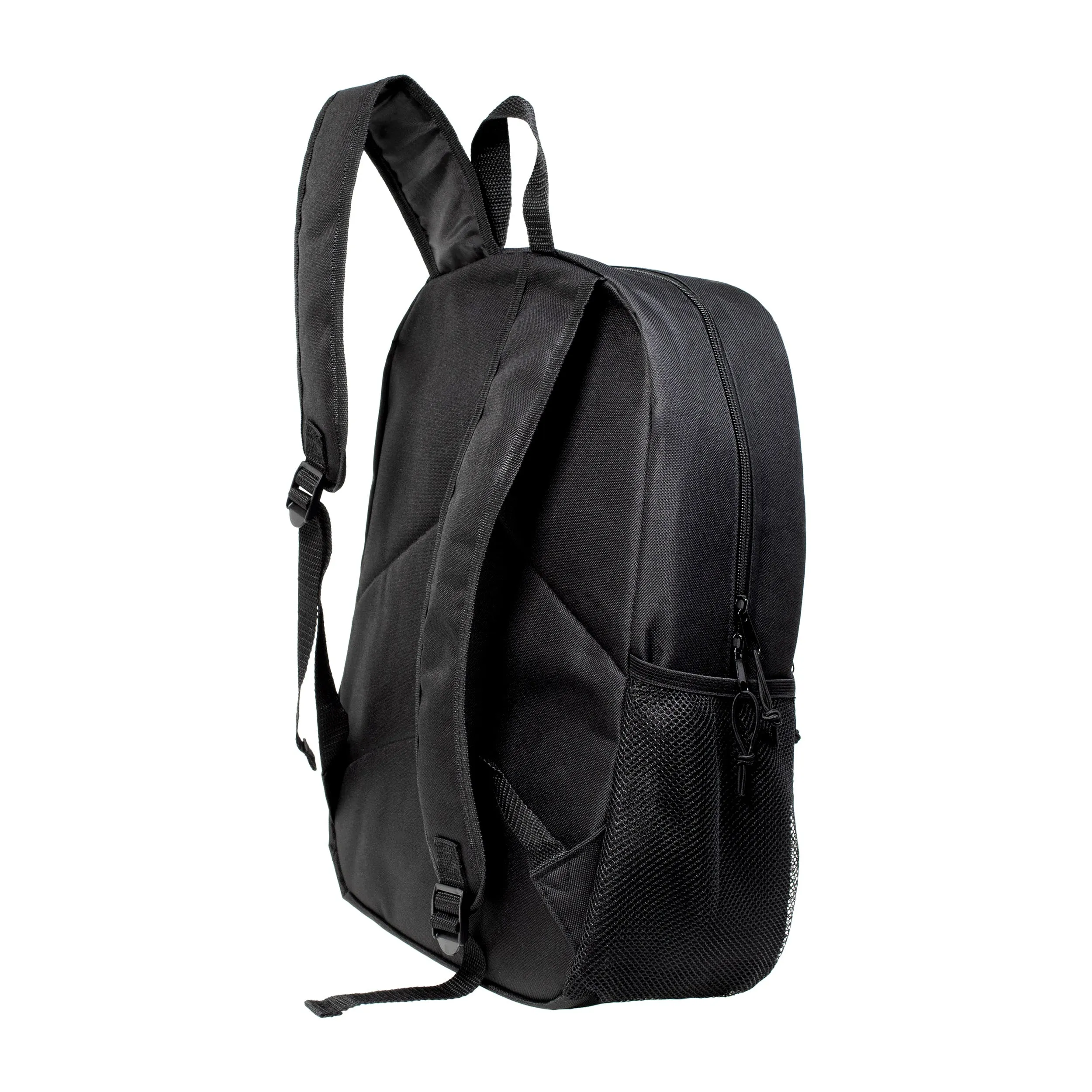 17" Deluxe Wholesale Backpack in Black Colors - Bulk Case of 24