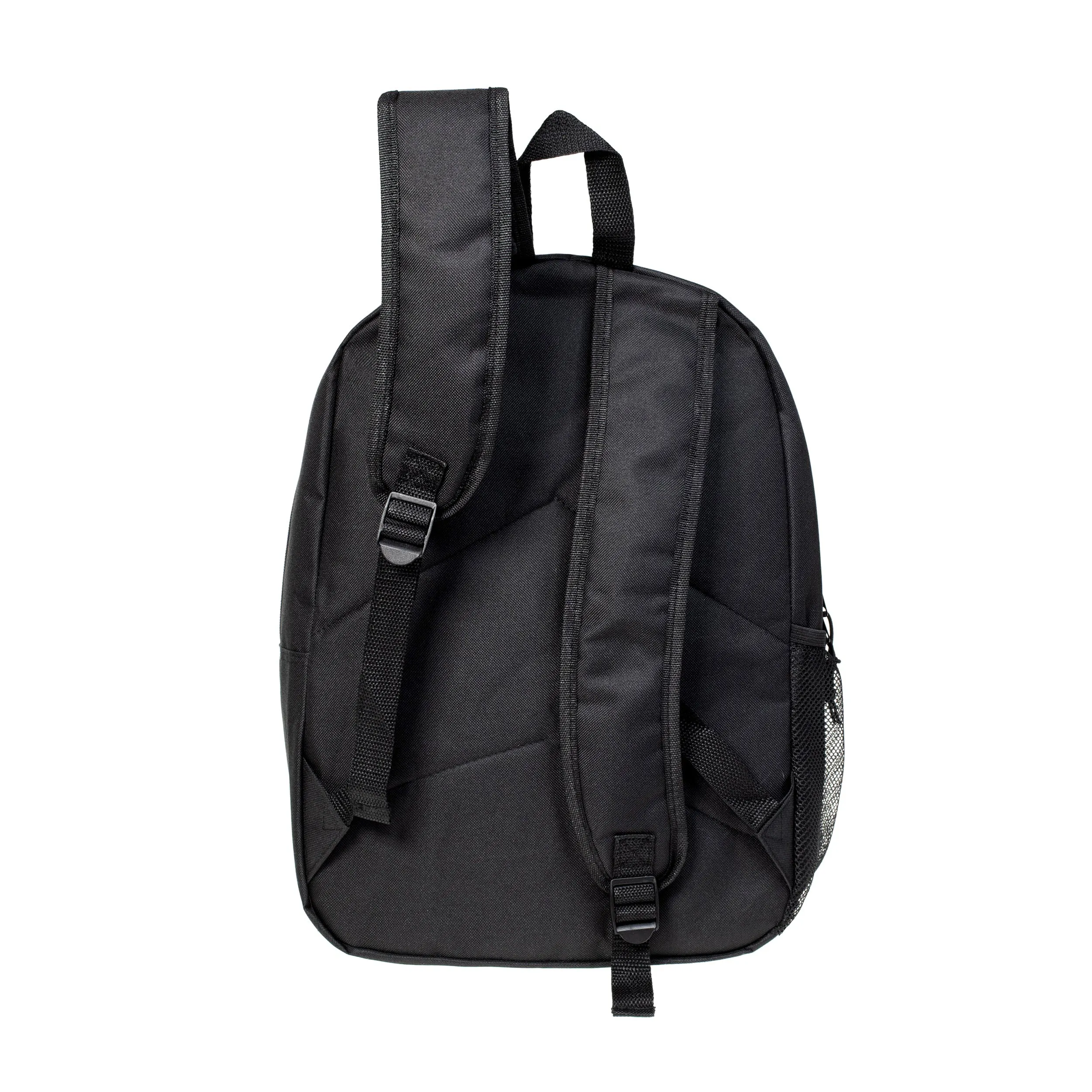 17" Deluxe Wholesale Backpack in Black Colors - Bulk Case of 24