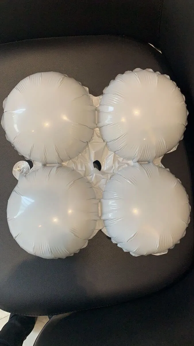 17" White Quad Mylar Balloon