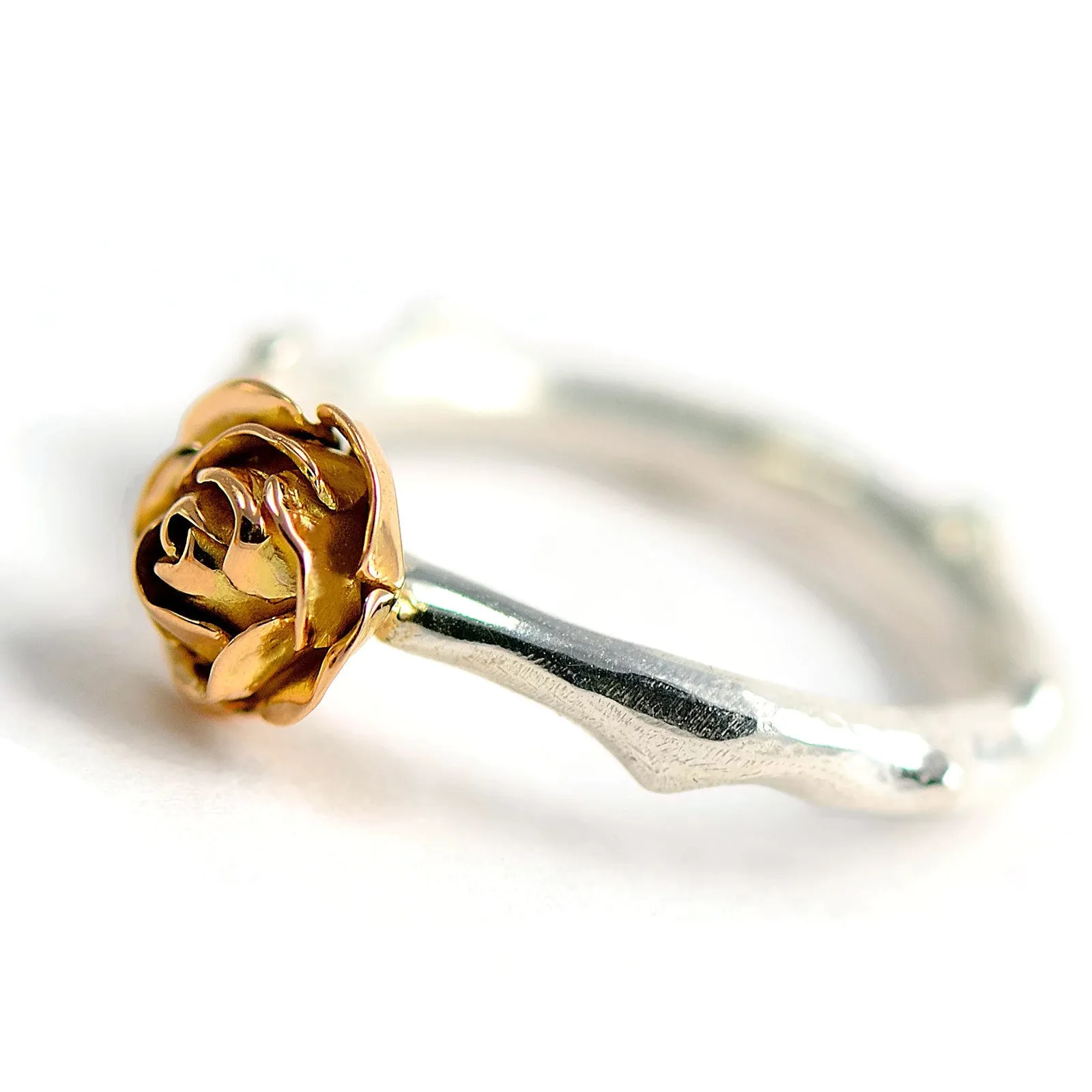 18 ct rose eco-gold rose ring with silver - Solid rose gold