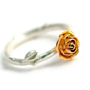 18 ct rose eco-gold rose ring with silver - Solid rose gold