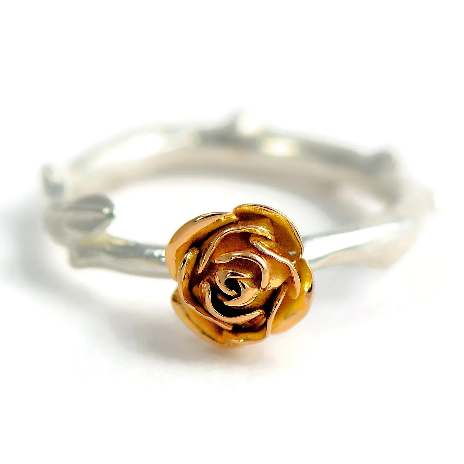 18 ct rose eco-gold rose ring with silver - Solid rose gold