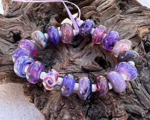 18 Purple Orphan Lampwork Beads Mix SRA