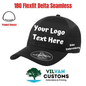 180 Flexfit Delta Seamless Hats, Custom Embroidery