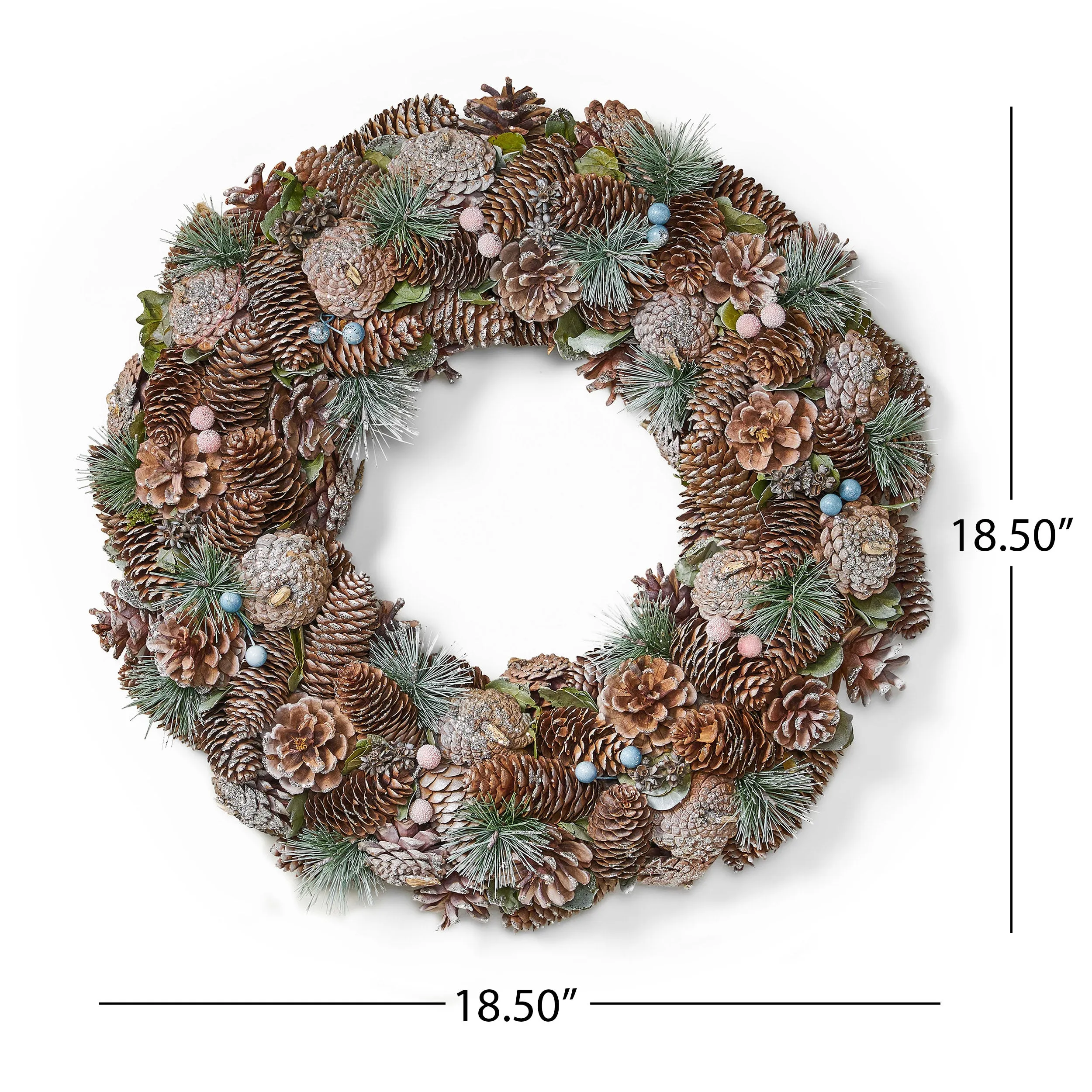 18.5 Inch Artificial Pinecone and Glitter Christmas Wreath