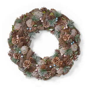 18.5 Inch Artificial Pinecone and Glitter Christmas Wreath