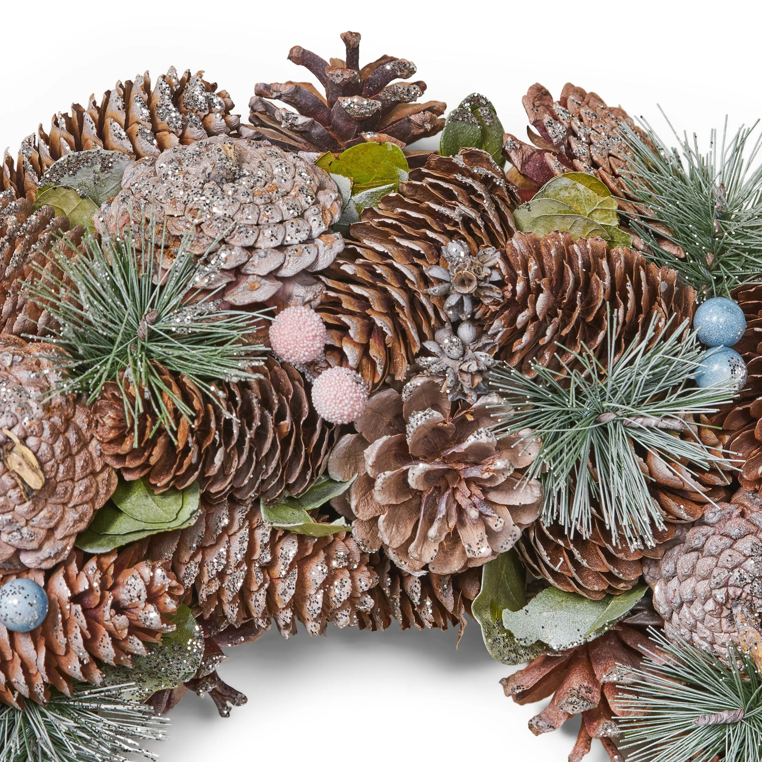 18.5 Inch Artificial Pinecone and Glitter Christmas Wreath