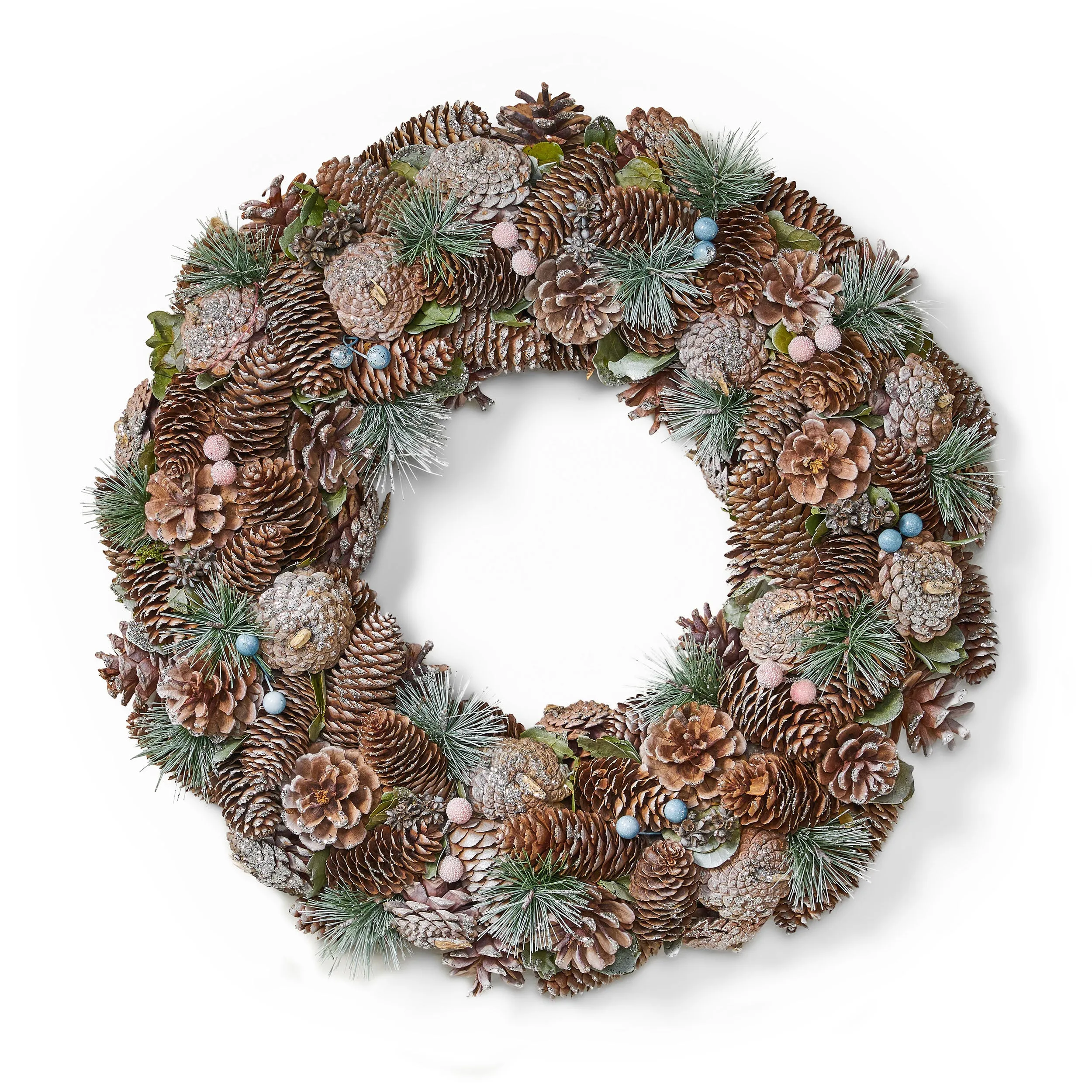 18.5 Inch Artificial Pinecone and Glitter Christmas Wreath