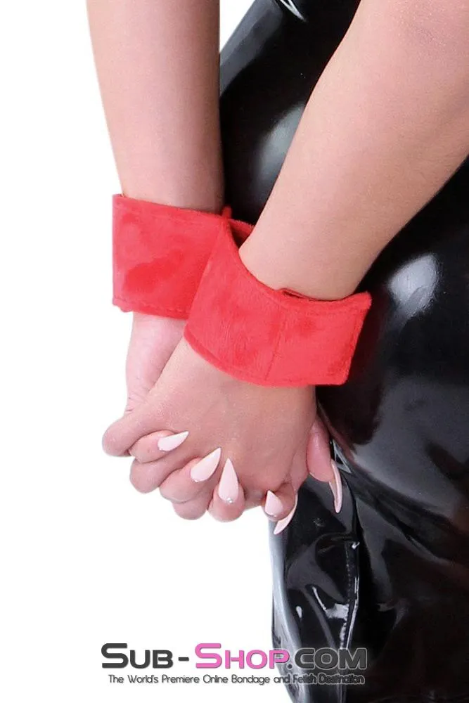 1872MQ      Furry Red Connected Cuffs