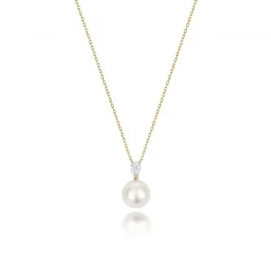 18ct Gold Diamond & Akoya Pearl Necklace NDQ205