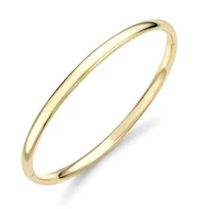 18ct Gold Oval Bangle, Women's Timeless Hinged Solid Look, 4mm, 26.80g, Gift Box Included