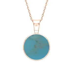 18ct Rose Gold Turquoise Heritage Round Necklace