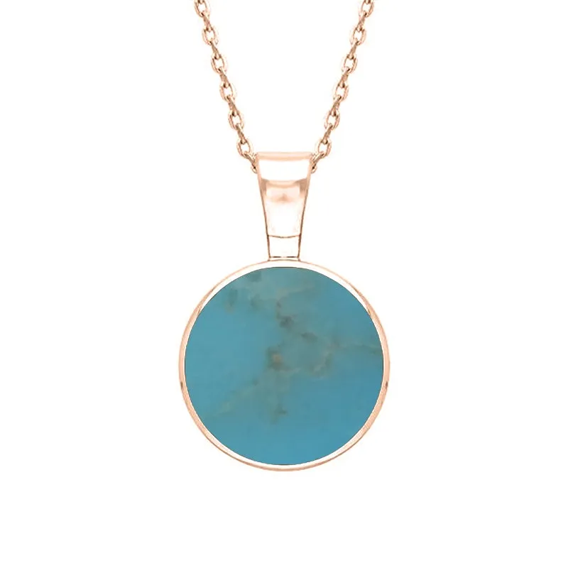 18ct Rose Gold Turquoise Heritage Round Necklace