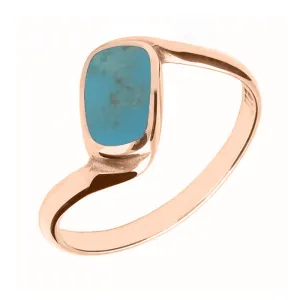 18ct Rose Gold Turquoise Oblong Twist Ring