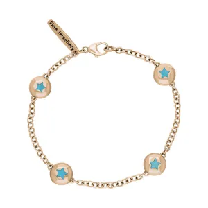 18ct Rose Gold Turquoise Oval Star Detail Four Stone Bracelet