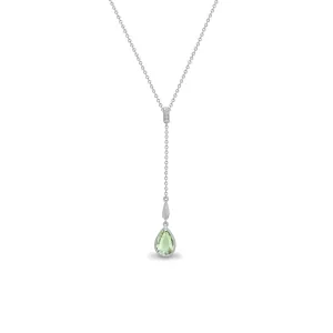 18ct White Gold Diamond And Green Amethyst Necklace