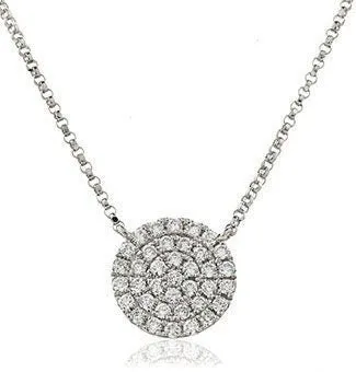 18ct White Gold Disc Diamond Pendant, 0.40ct Modern Chic, 11mm, 18" Chain, Gift Box Included