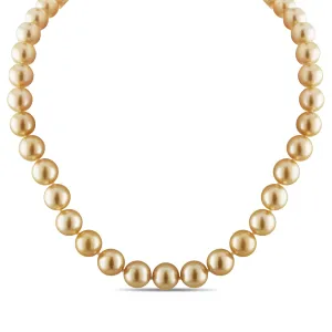 18k 10-12mm Golden South Sea Cultured Pearl And Diamond Strand