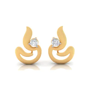 18k Dia Shape Gold Earrings With Diamond